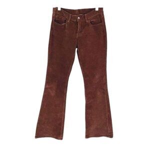 John Galt Womens Mid Rise Stretch‎ Corduroy Flared Bootcut Pants Brown Small